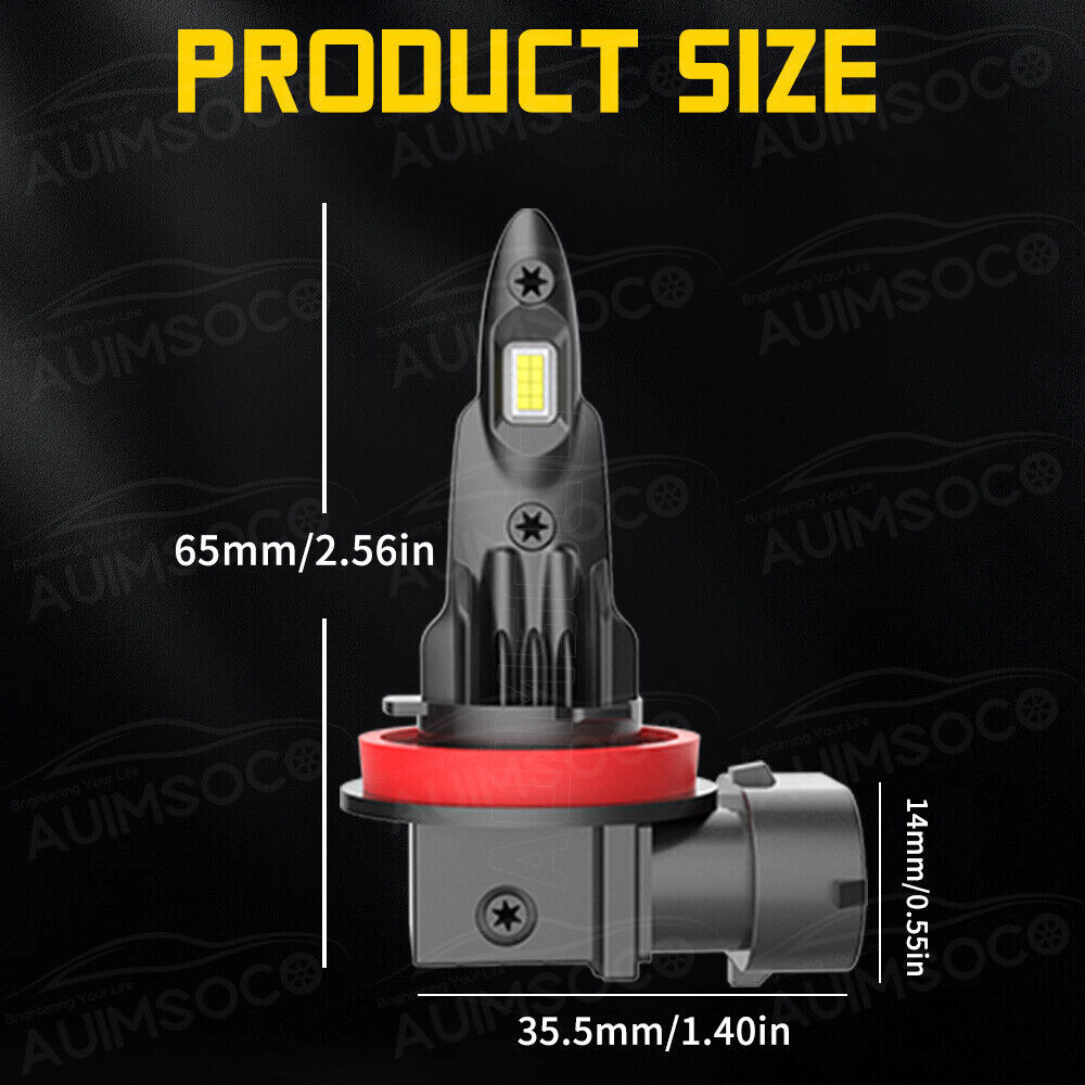 2x CANBUS H11 LED Headlight Kit Low Beam Bulbs Super Bright 720000LM 1000K White