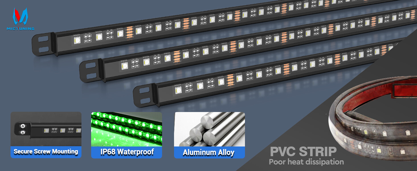 RGBW Underglow Light Bar, Exterior Neon Accent Underbody LED Light Strip Tube US