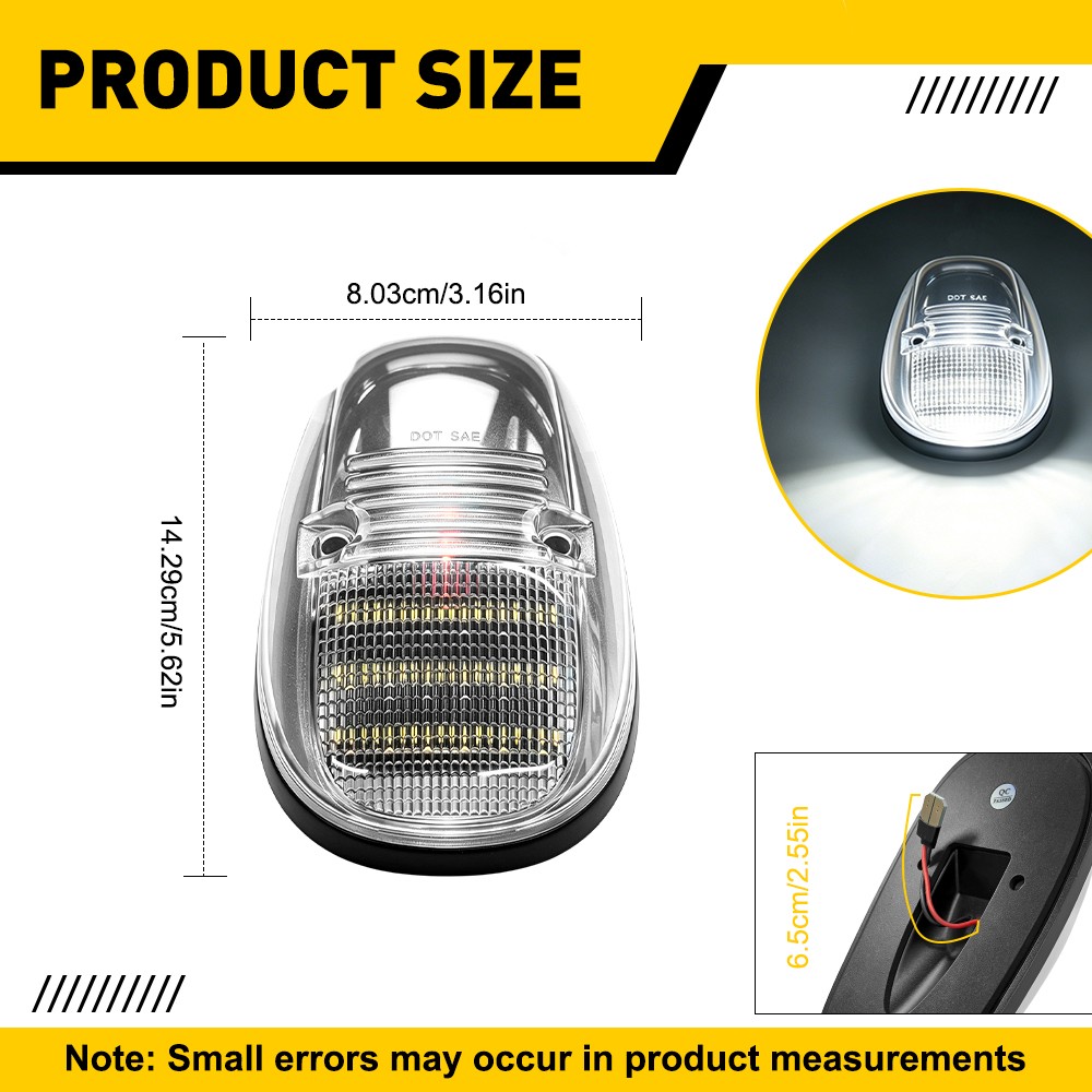 5X Clear White LED Roof Cab Running Signal Lights For Dodge Ram 1500 2500 99-02