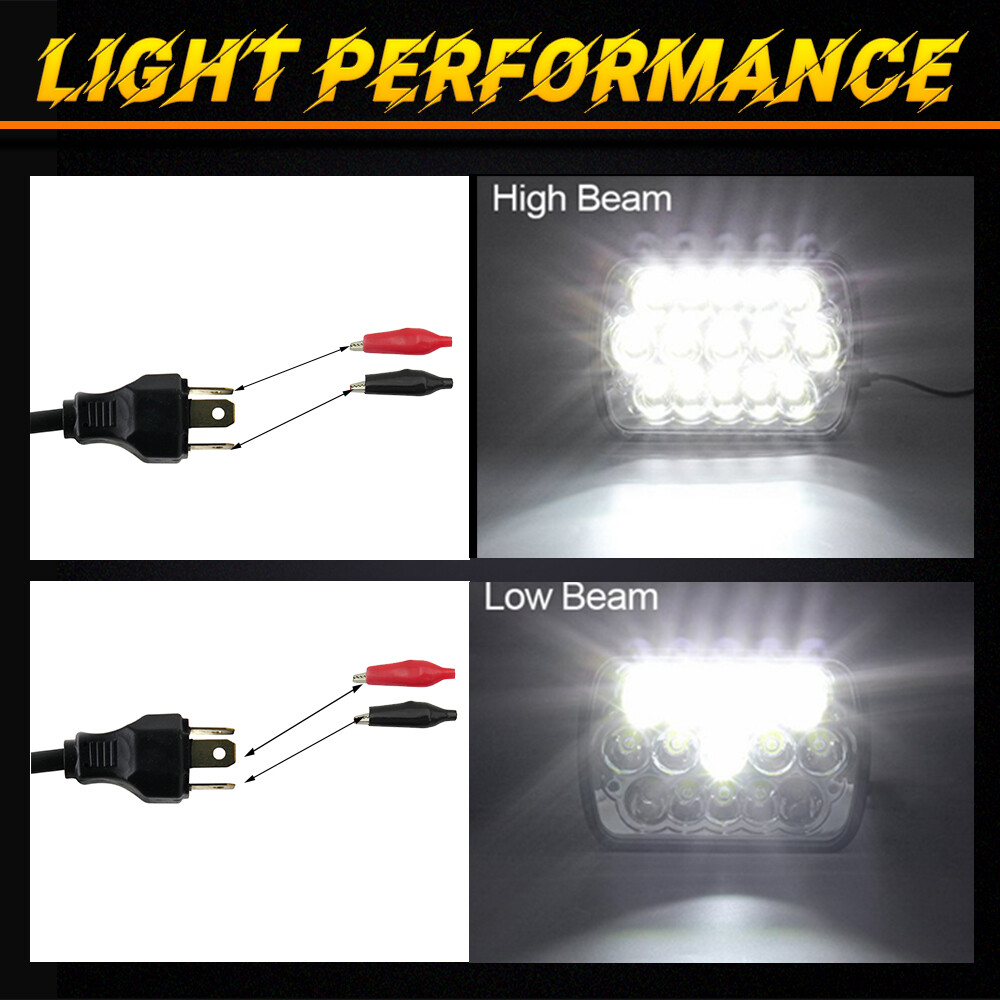 For Ford E-150 E-250 E-350 H6054 Pair 7×6″ 5×7 LED Headlights Sealed beam Square