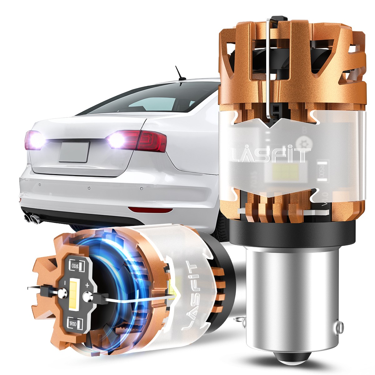 LASFIT 1156 1459 Canbus LED Backup Reverse Light Bulb White 48W 6000K Error Free
