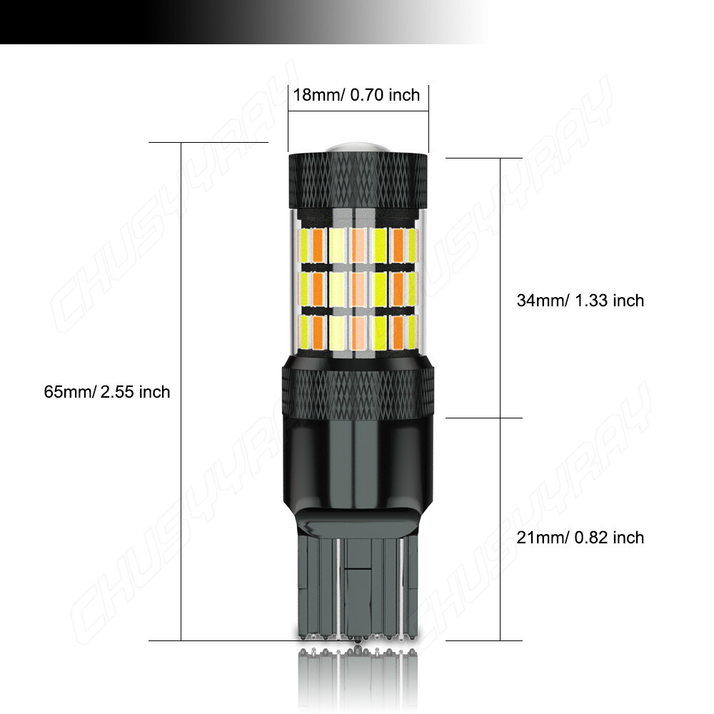 7443 7444 Switchback LED Turn Signal Parking DRL Light Bulbs Dual Color Pair