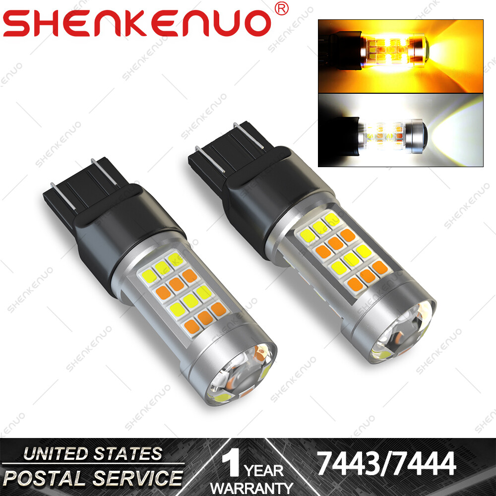 Front/Rear Turn Signal Light Amber 7443 LED Bulb For Honda Accord Civic