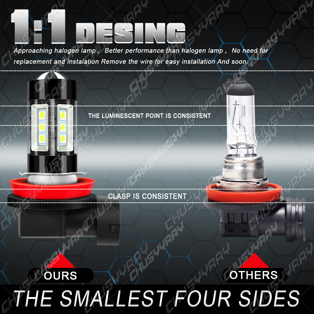 H11 H8 H9 160W High Power 6000K HID White LED Fog Light Bulbs Driving Lamp DRL