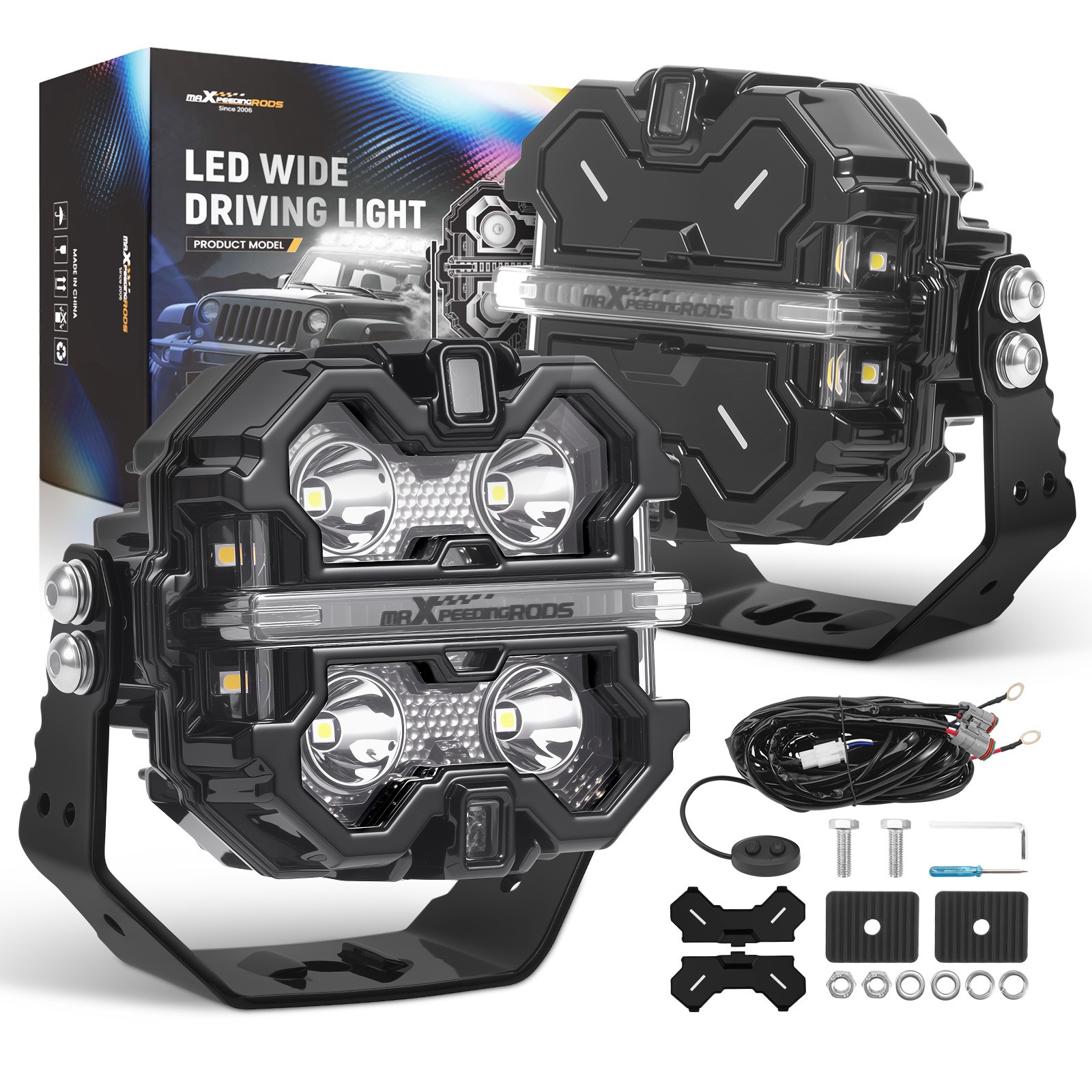 LED Driving Light Pods 3.5″ Spot Beam RGB DRL Aluminum Housing Off Road Lights