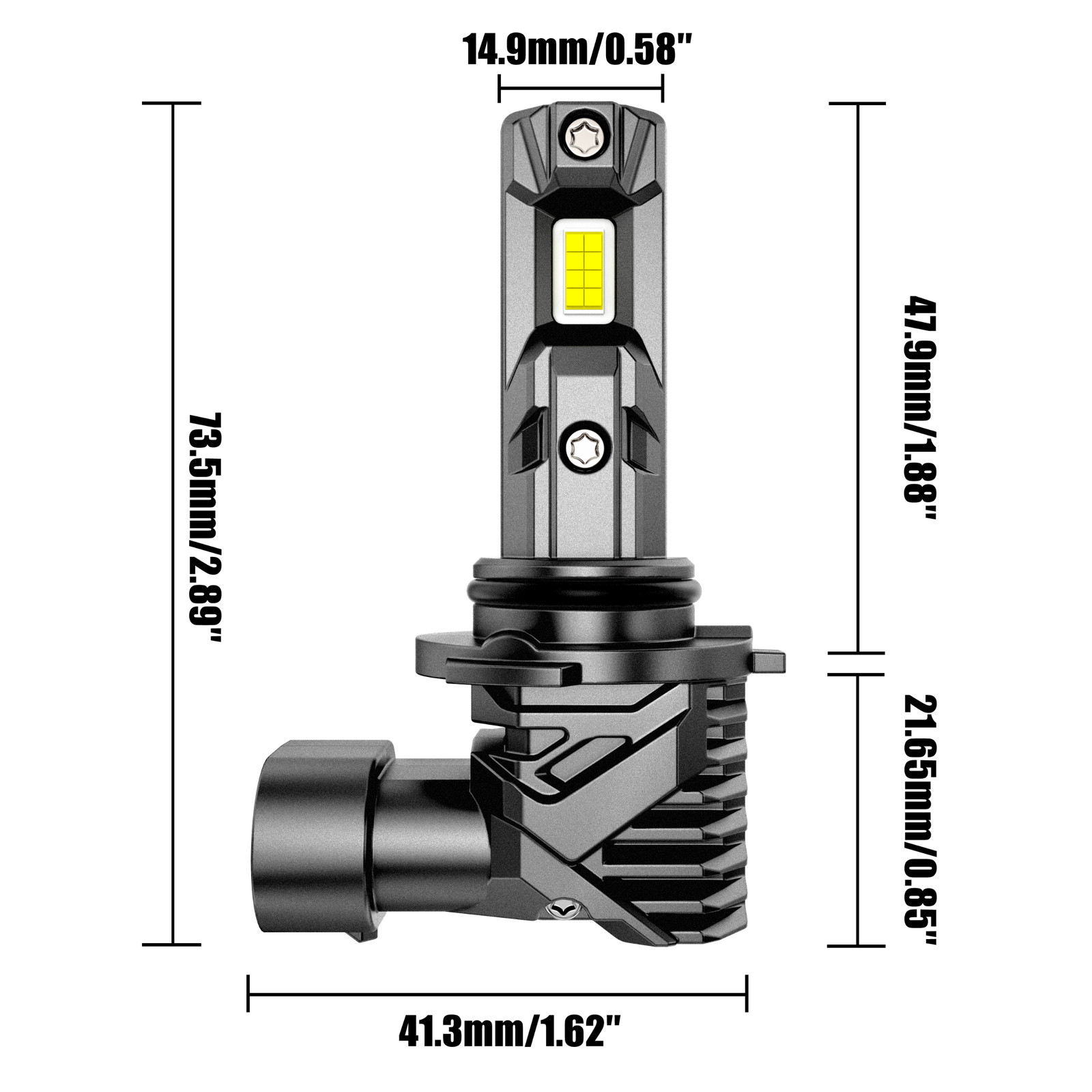 AUXBEAM Fanless 9006 HB4 LED Headlight Bulb Kit Low Beam 6000K 90W 28000LM White