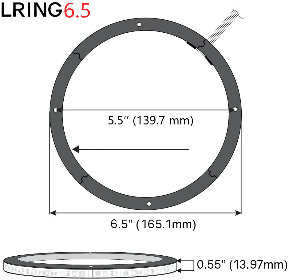4pcs 6.5“ RGB LED Speaker Lights For Car Truck Audio 1/2“ Spacer Ring Lights