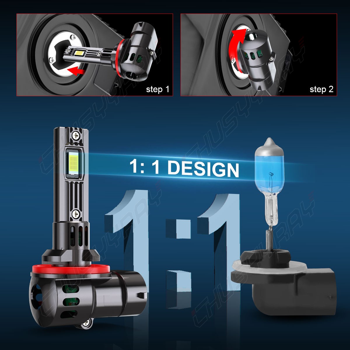 2Pcs 881 H27W/2 70W 8000LM White 6000K LED Fog Light Running Bulbs Super Bright