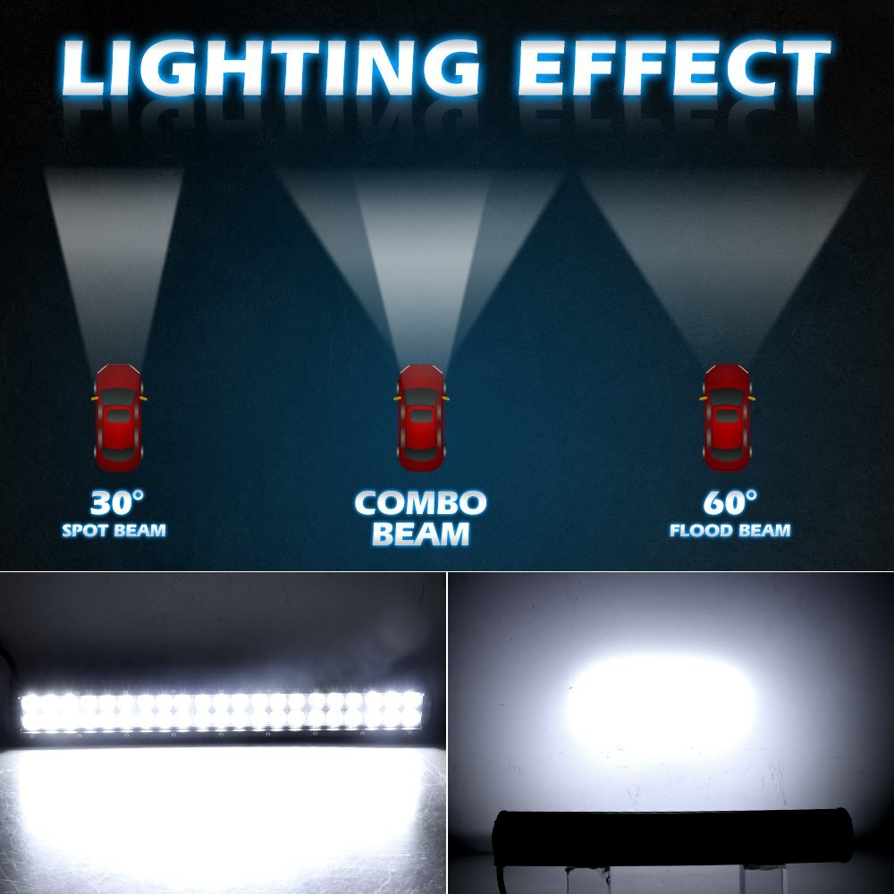 52″ Inch 1000W LED Light Bar Spot Flood + 12″ + 4″ Pods For Jeep Truck SUV Boat