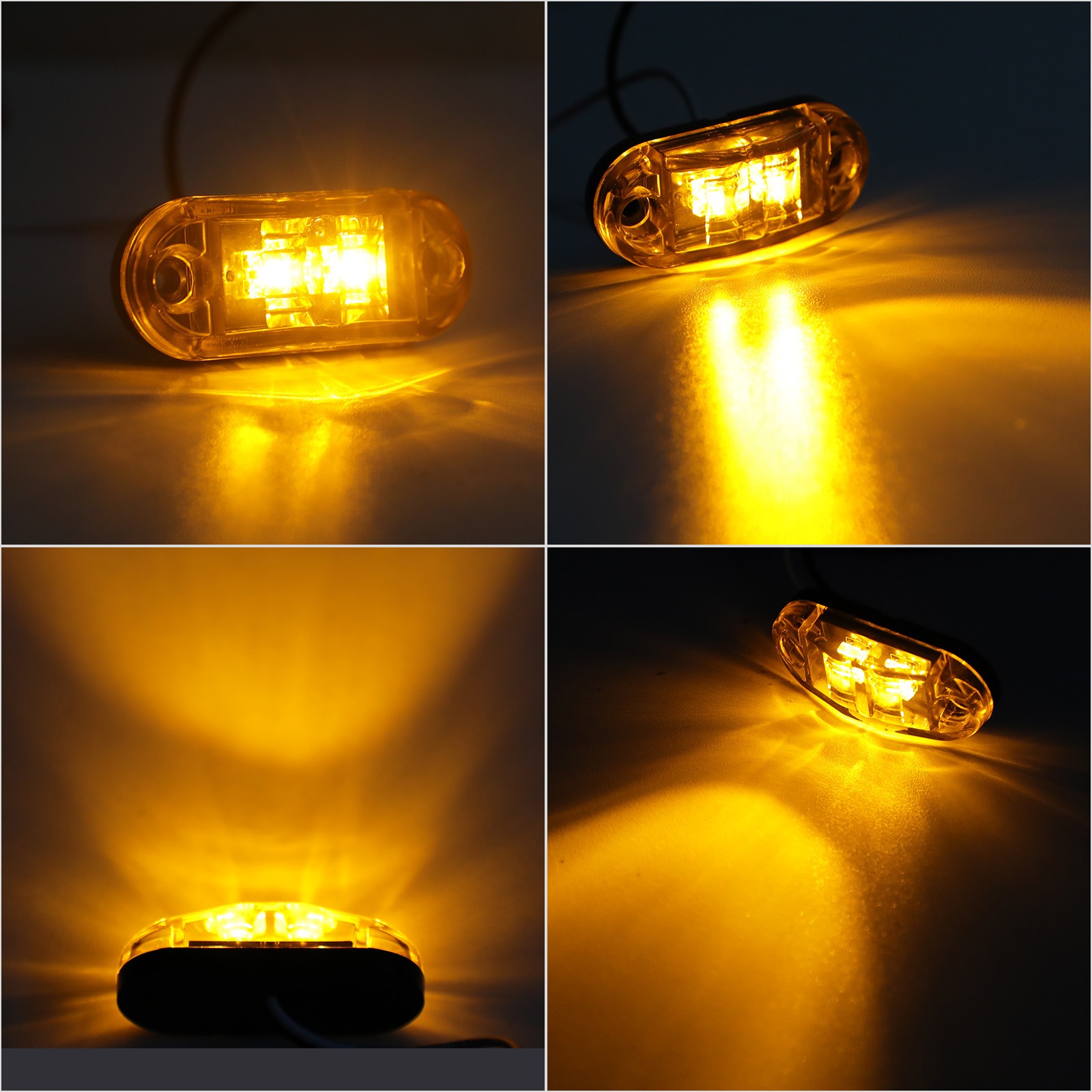 20Pcs LED Sealed Side Marker Clearance Lights Amber SAE DOT For Trailer Truck RV