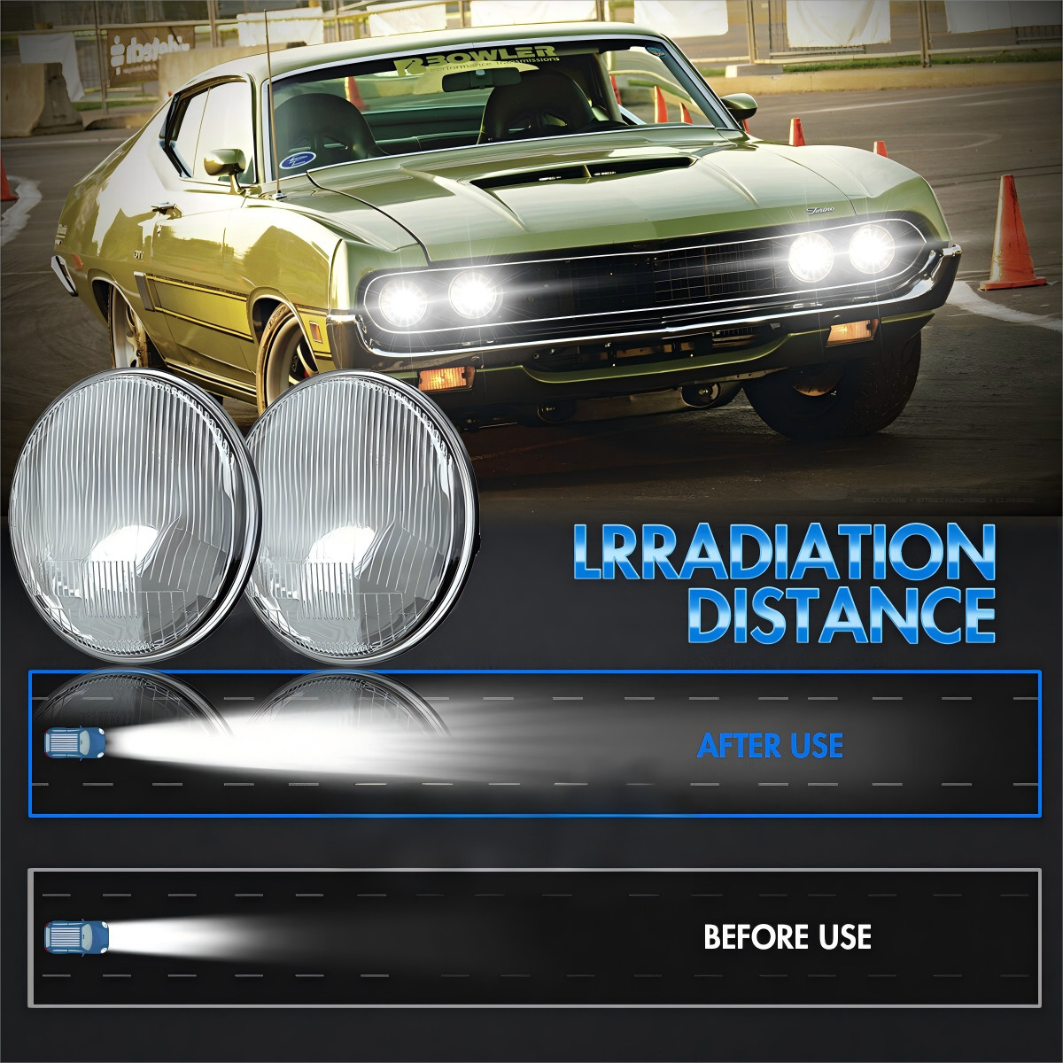 4PCS 5.75″ LED Headlights Hi/Lo DRL Beam for Chevy Chevelle Malibu Corvette 1965