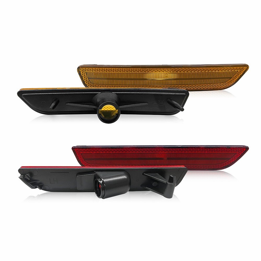 4/8x Front Amber & Rear Side Red Marker Lights Cover For 2010-2014 Ford Mustang