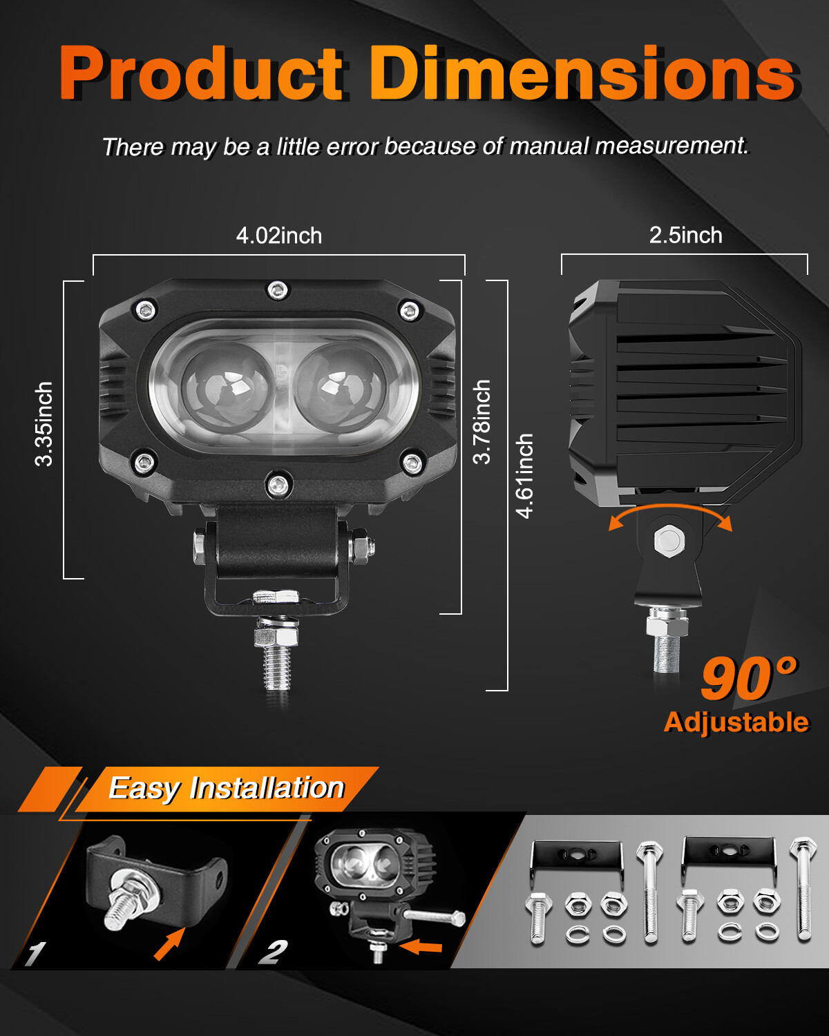 Pair 4″ 160W White Pods LED Work Driving Light Bar Spot for Can-am Maverick X3