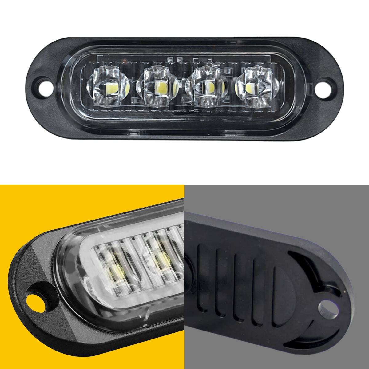 12x 4LED Side White Marker Lights Light Clearance Truck Trailer RV Waterproof