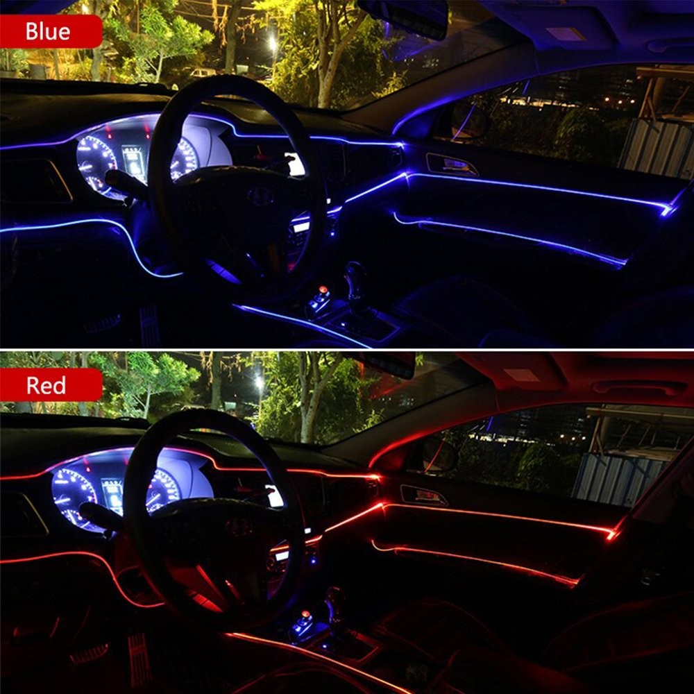 2m Blue LED Car Interior Decorative Atmosphere Wire Strip Light Accessories US
