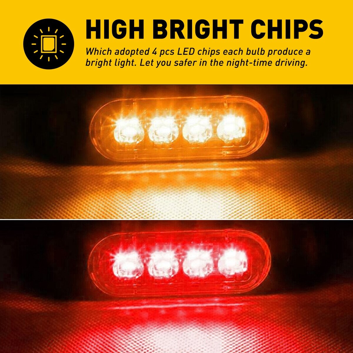 Amber Red LED Oval Clearance Side Marker Lights For Truck Trailer RV DC12-24V