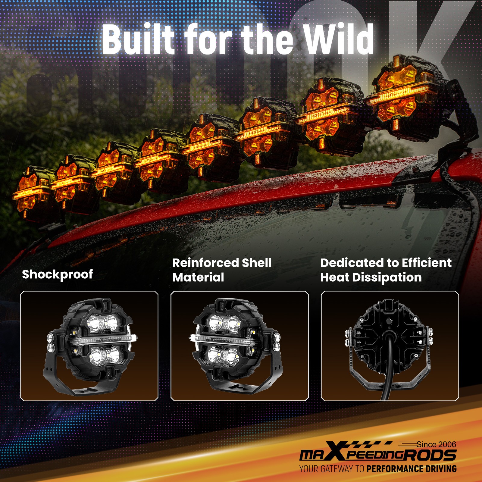 RGB 3.5″ 160W LED Work Driving Pods Lights Bar Spot Beam & Side Shooter Offroad