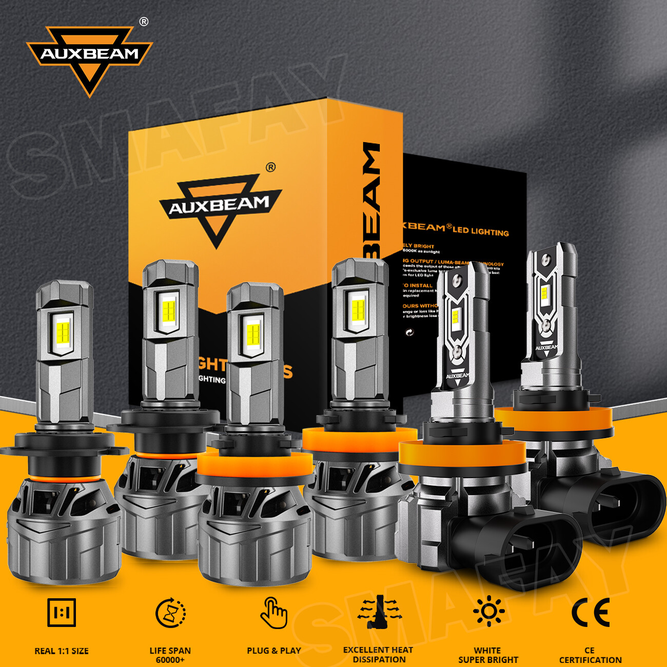AUXBEAM Canbus LED Headlight High Low Fog Bulb 6500K For Mercury Milan 2006-2009
