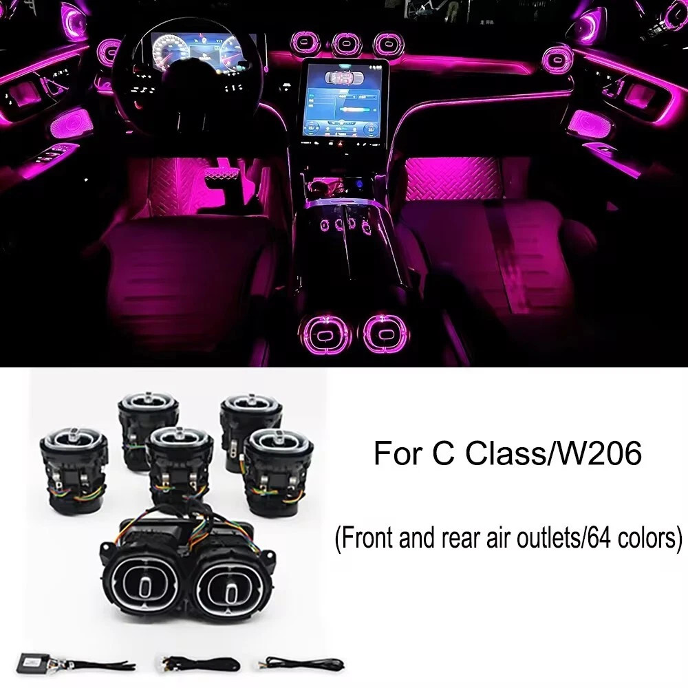 64 Colors LED Vent Ambient Light For Mercedes Benz C class W206 GLC 2022-2025