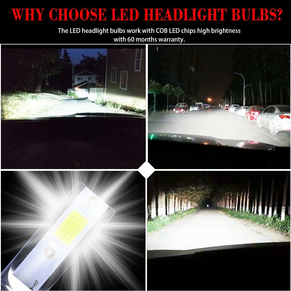 Mini H7 H11 H11 LED Headlight Combo High Low Beam Fog Light Bulb Kit 6000K White