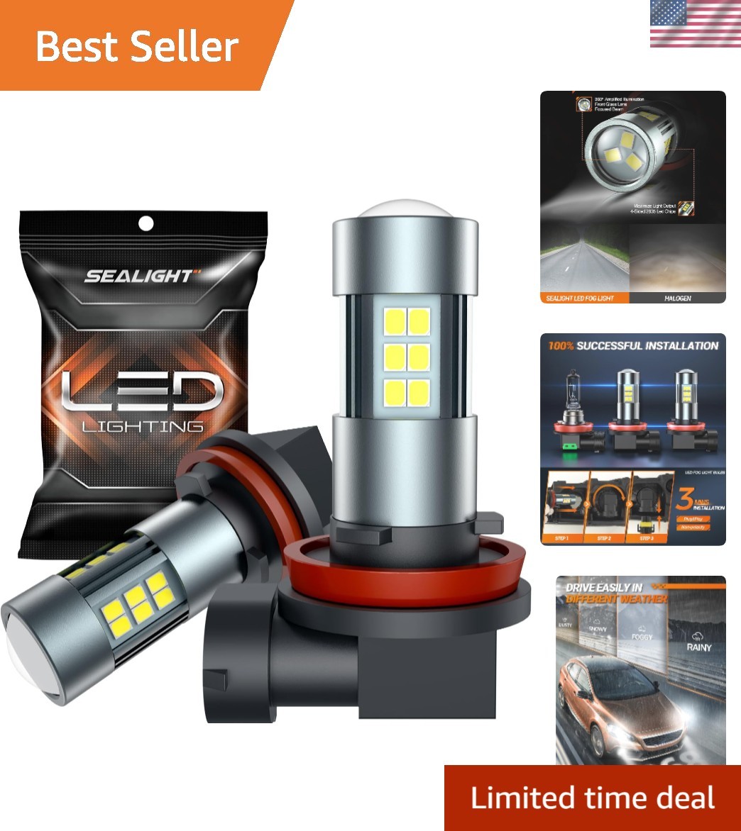 H H8 H6 LED Fog Light Bulbs or DRL, Real 360° illumination Fog Bulbs, 6000K 4…