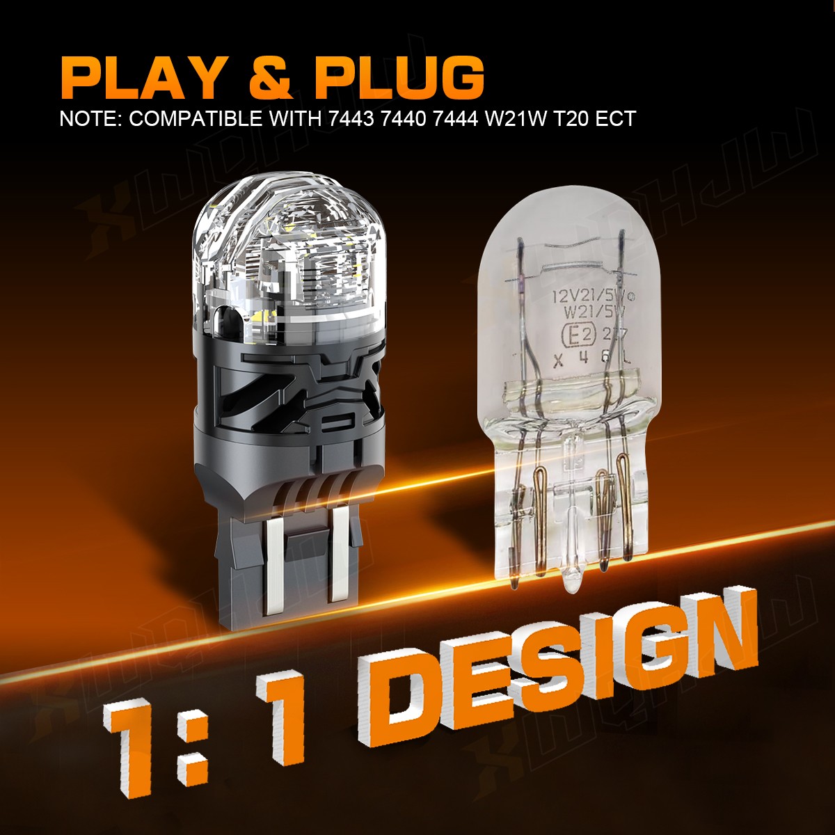 White/Amber High Power 16-SMD 7443 Switchback LED Bulbs For Turn Signal Lights