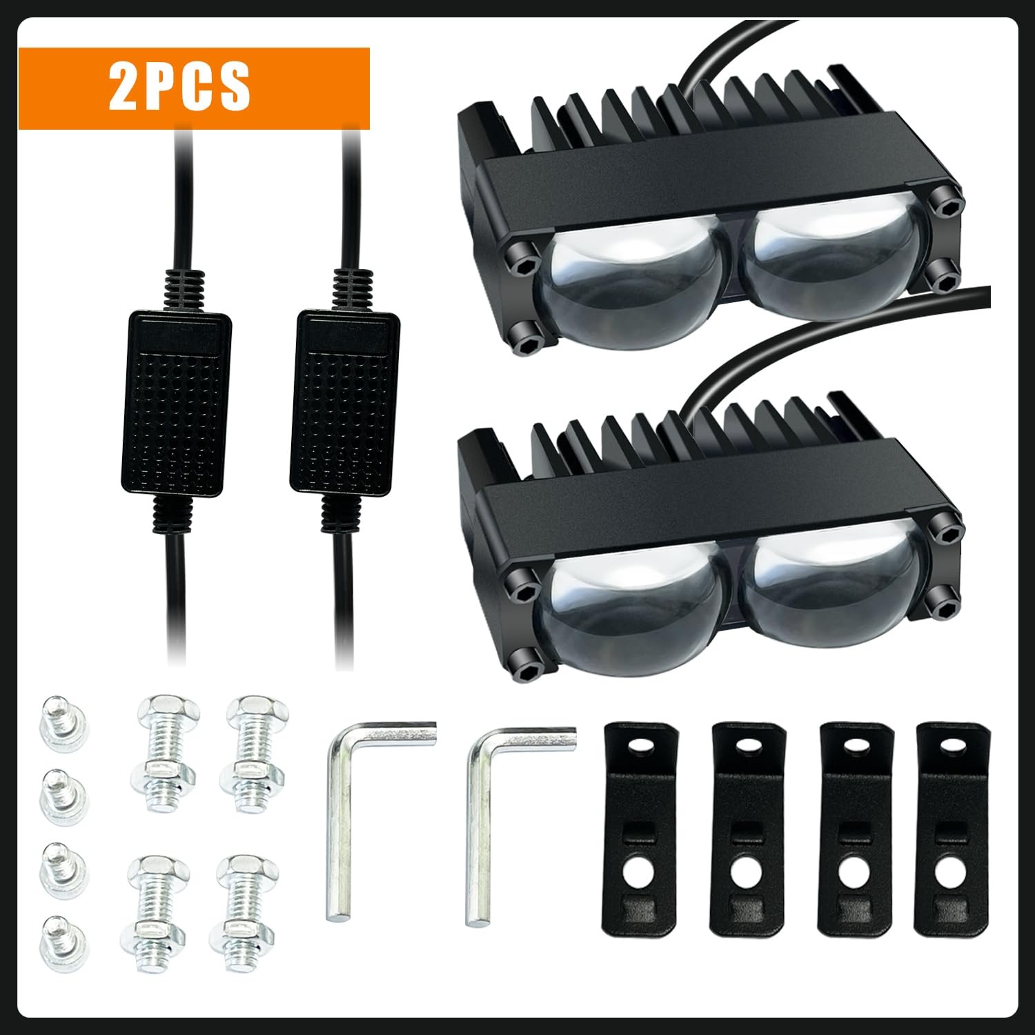 2 PCS Car Grille Light 2.7 Inch Mini Motorcycle Spotlight Fog DC12/24V SUV