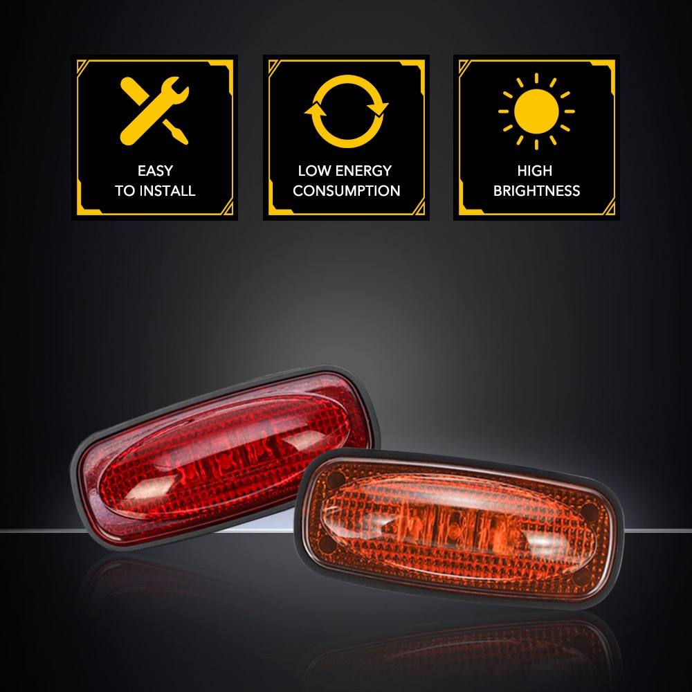 Fit 2010-2018 Ram 2500HD 3500HD Dually LED Rear Fender Side Marker Lights 4PC EE
