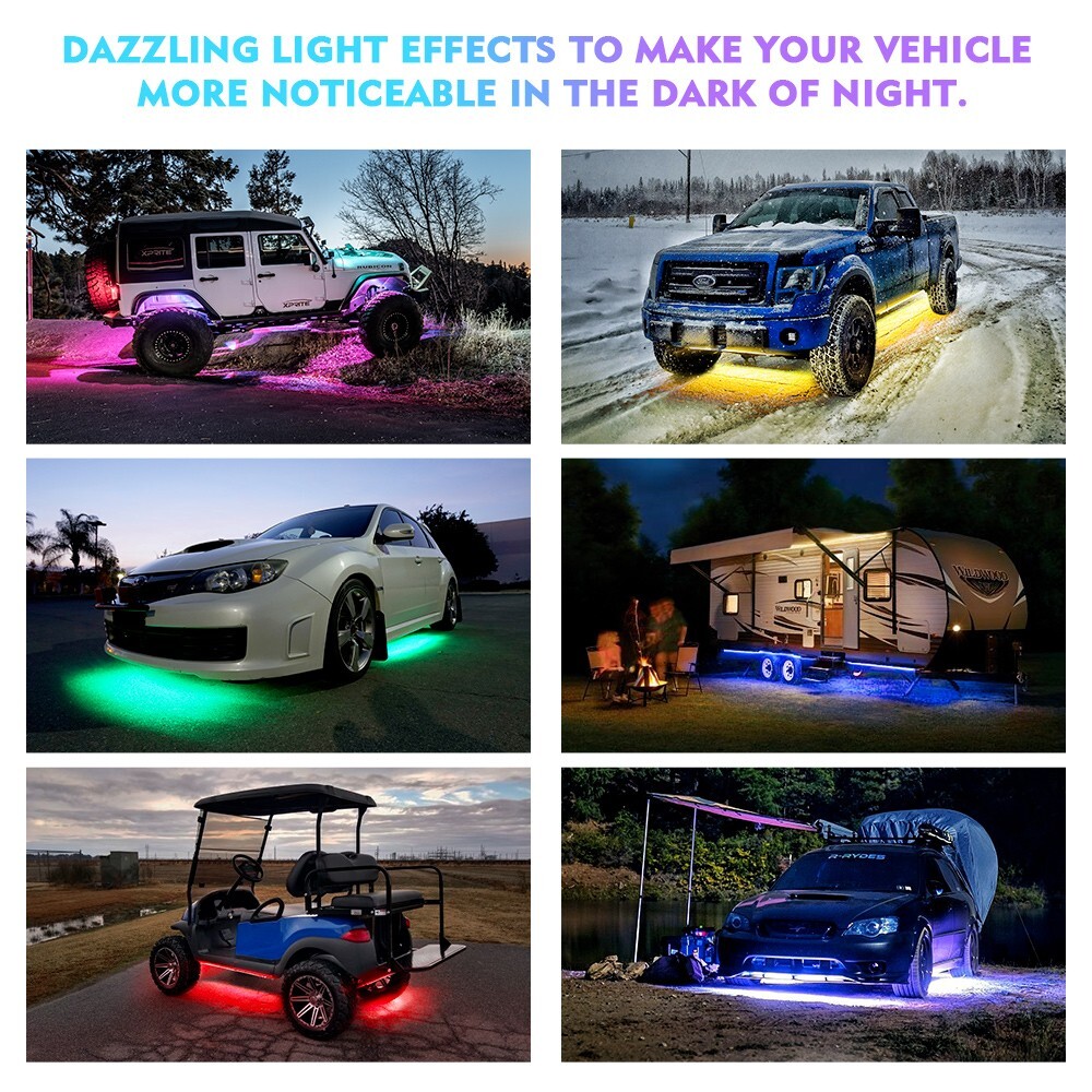 6PCS Double Row LED RGB Light Strip Neon Underglow LED Kit Remote For Subaru WRX
