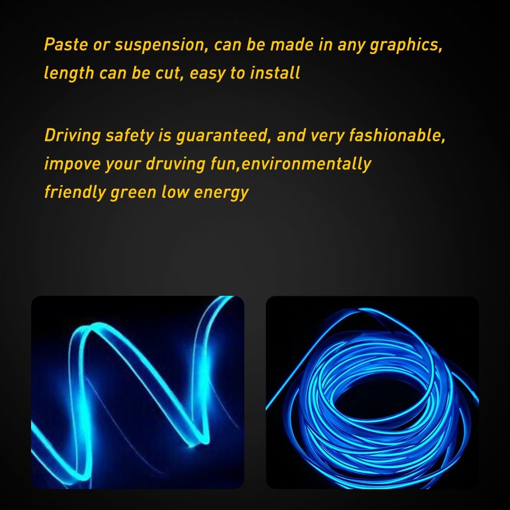 2m Blue LED Car Interior Decorative Atmosphere Wire Strip Light Accessories US