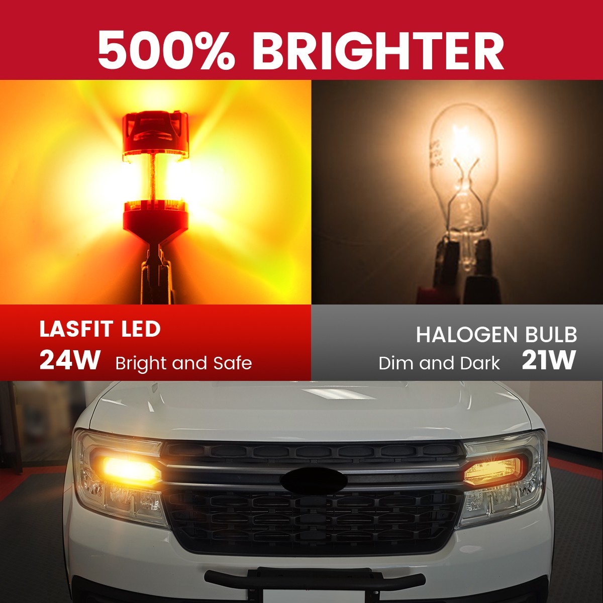 LASFIT 4257 LED Front Turn Signal Bulbs Amber CANBUS Error Free 48W 4800LM