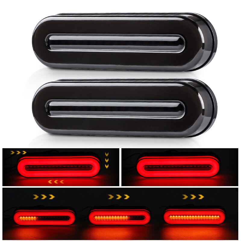 2X Red+Amber ENERGY-EFFICIENT LIGHT Trailer Truck Stop/Turn/Tail Brake Lights 5″