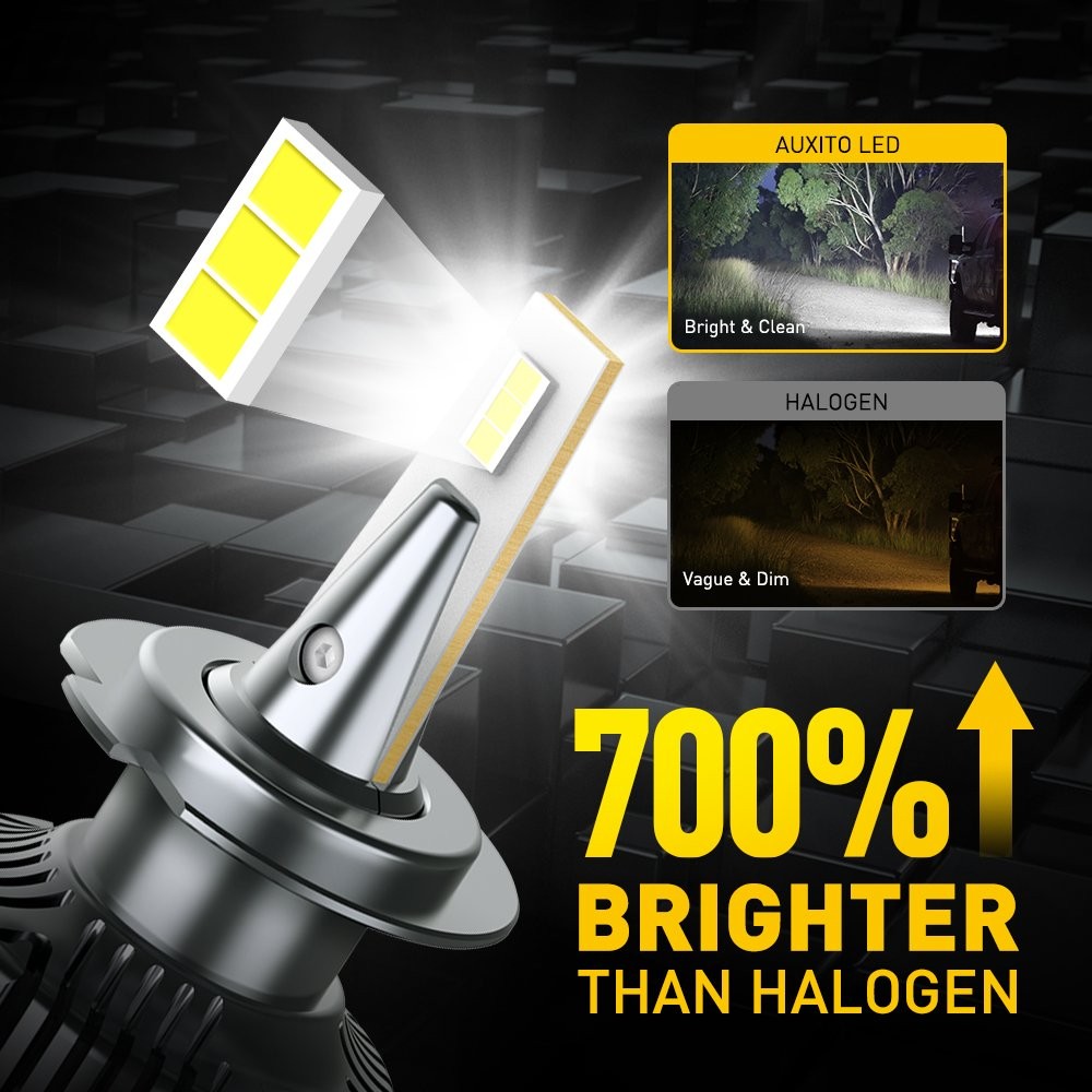 Pair AUXITO H7 Headlight LED Bulb 20000LM Set White 6500K High Low Beam Canbus