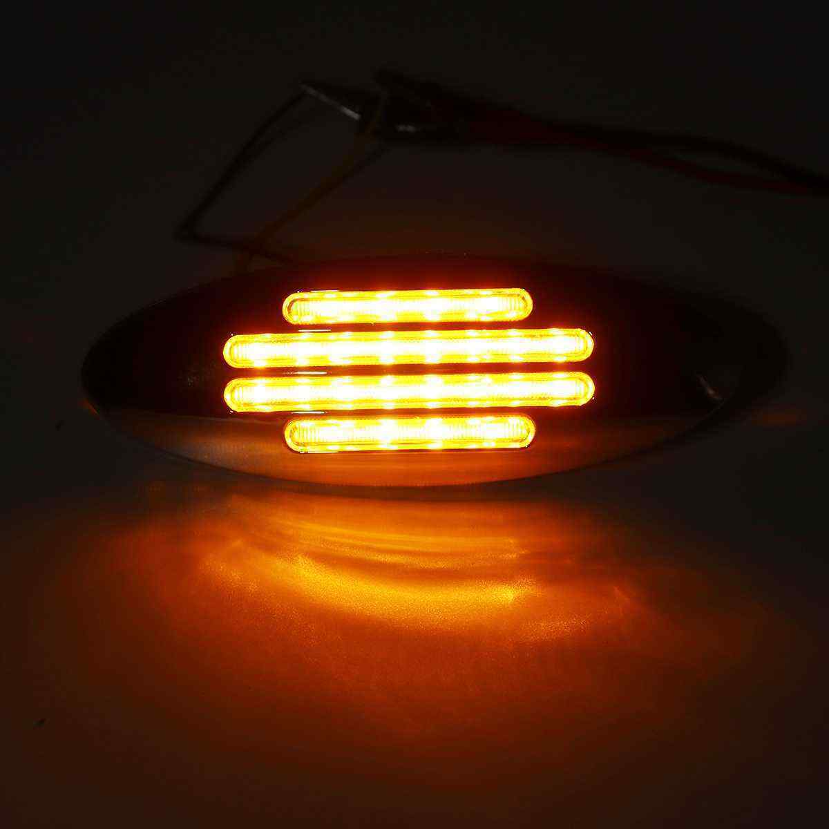 10pcs Amber Thin Side Marker Lights Clearance 24 LED Chrome for Freightliner USA