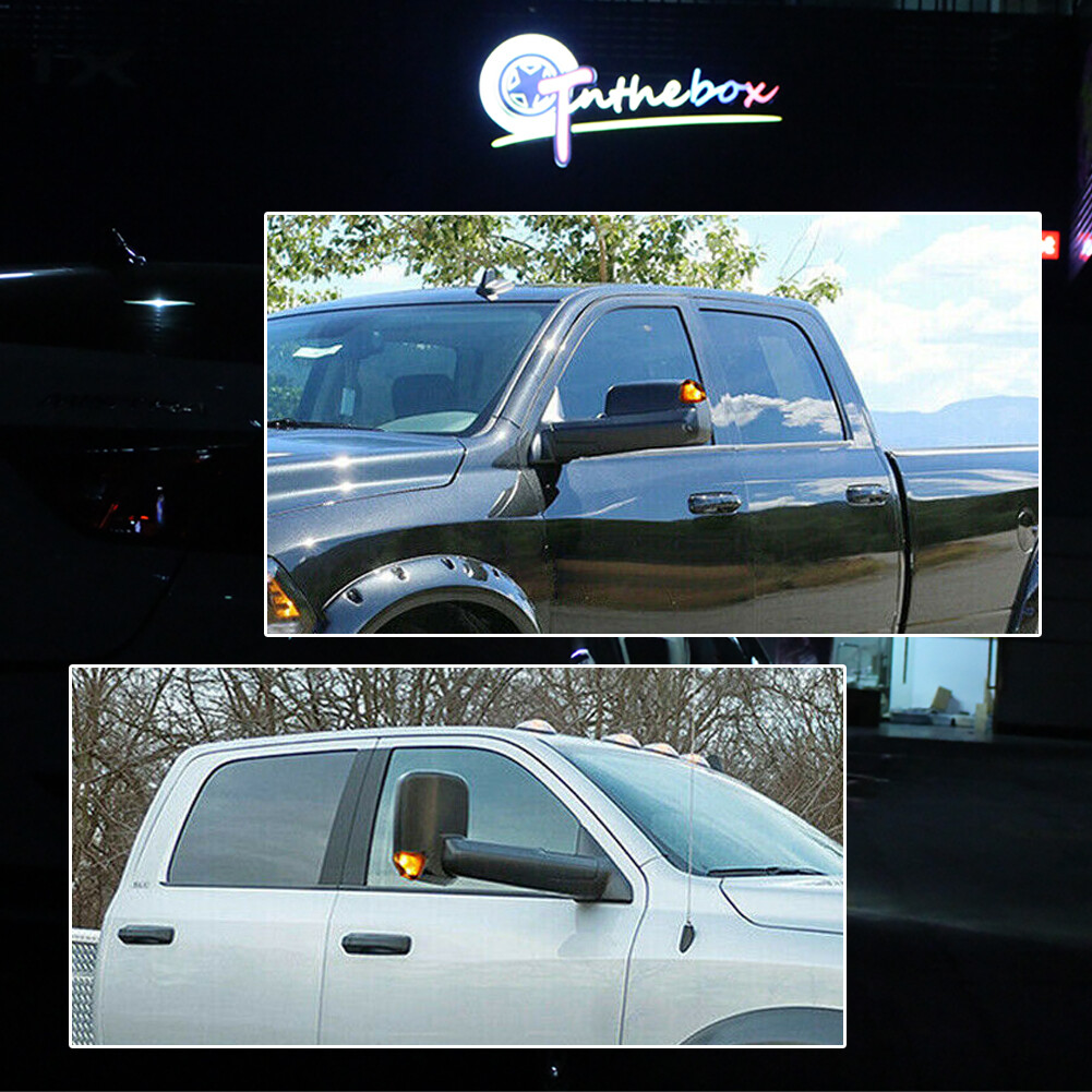 2x Amber LED Side Mirror Smoked Turn Signal Lights For 10-18 Dodge Ram 1500 2500