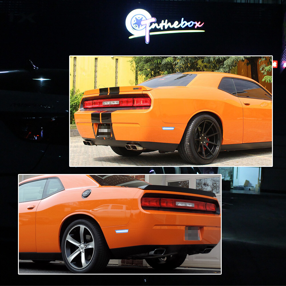 For 08-14 Dodge Challenger Clear Lens Ice Blue Full LED Rear Side Marker Lights