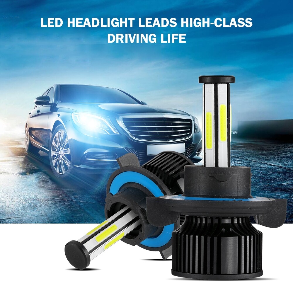 6-side 6000K White LED Headlight High Low Beam Fog Light Bulbs Conversion Kit