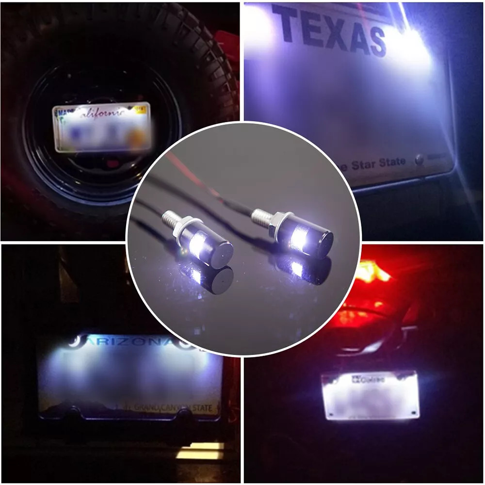 2× Motorcycle Car LED License Plate Light 5630/5730 SMD Screw Bolt Lamp Bulbs