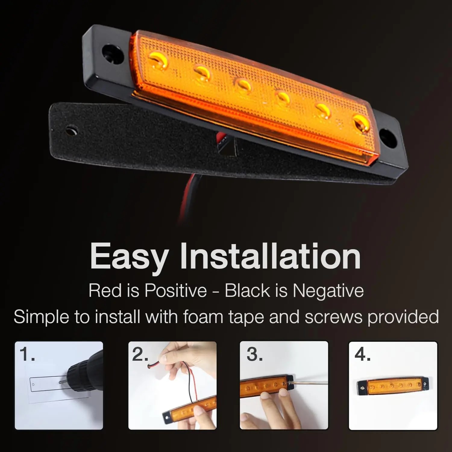 LED Side Marker Clearance Lights 12V 24V Universal Truck Bus Trailer