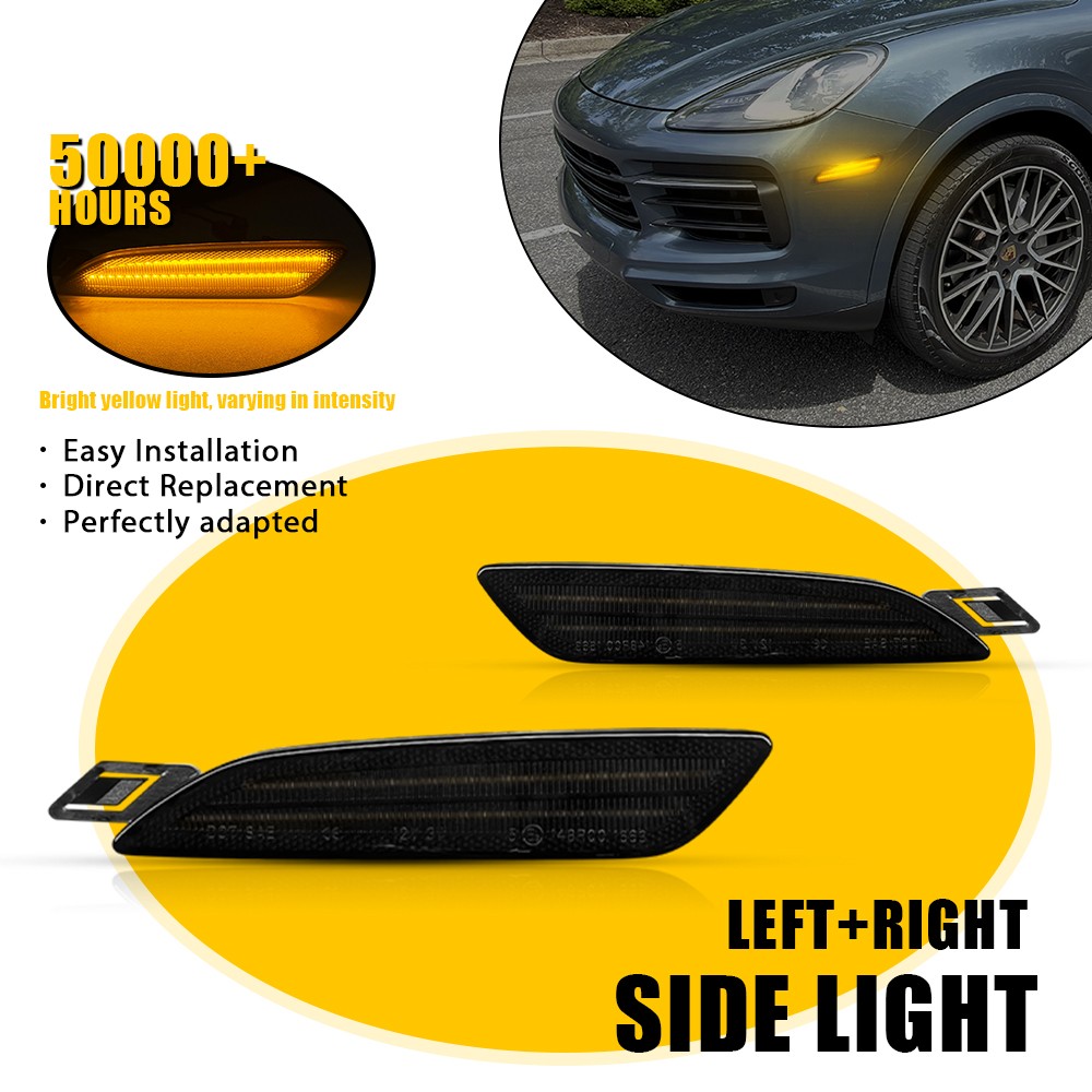 Front Left Right Smoked LED Side Marker Signal Light For Cayenne 958.2 2015-2019