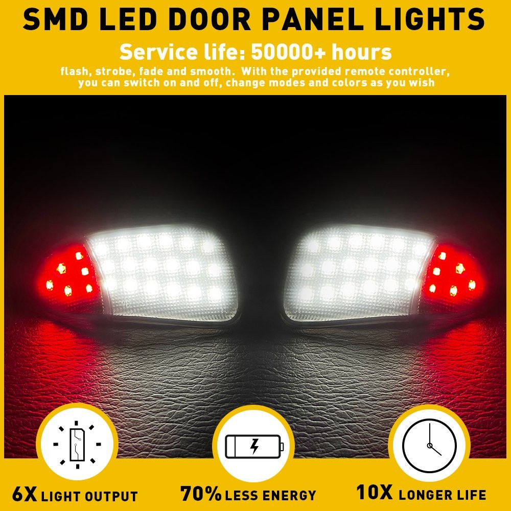 2x LED Panel Door Interior Courtesy Light smoked Lamp For 1997-03 Ford F150 F250