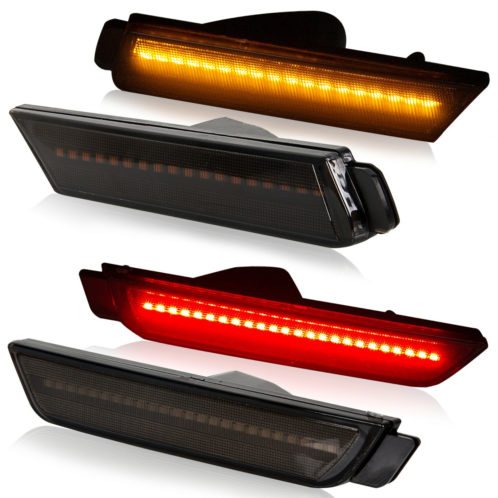 4PCS LED Bumper Side Smoked Marker Light Lamps Set For Chevy Camaro 2010-2015