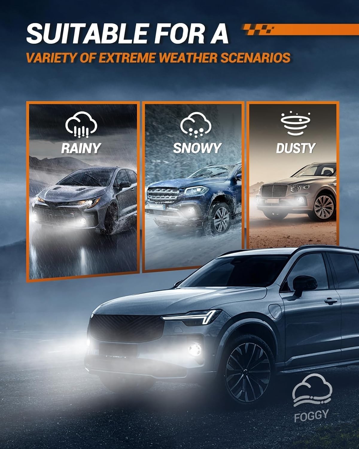 Waterproof 880 LED Fog Light Bulbs – 50000 Hours Lifespan & Easy Install