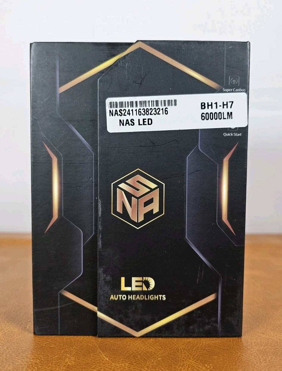 NAS LED HEADLIGHT KIT H7 SUPER WHITE 60000LM 6000K LOW BEAM 1 PAIR