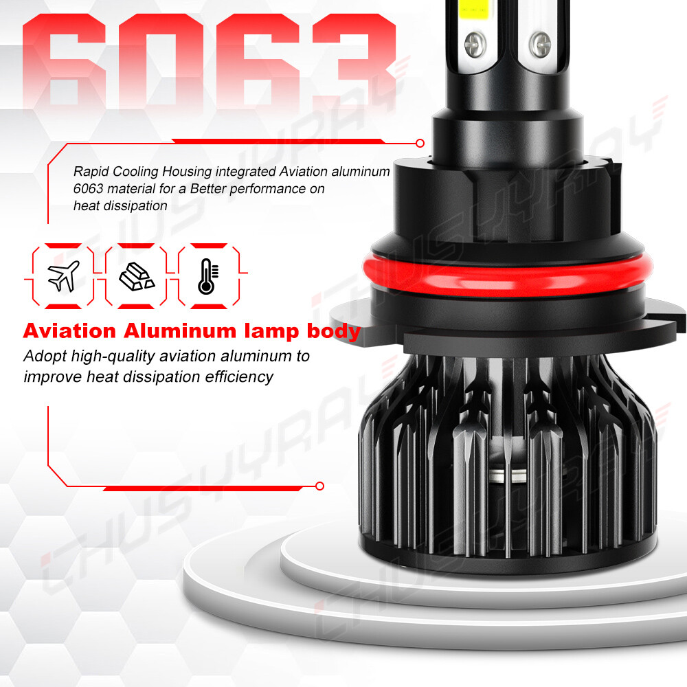 9007 HB5 LED Headlight Bulbs Conversion Kit High Low Dual Beam 6000K Super White