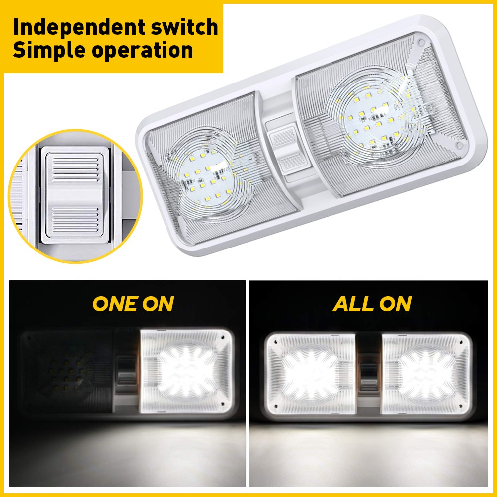 12V 48 LEDs RV Ceiling Dome Light RV Interior Lighting for Trailer Camper 600LM