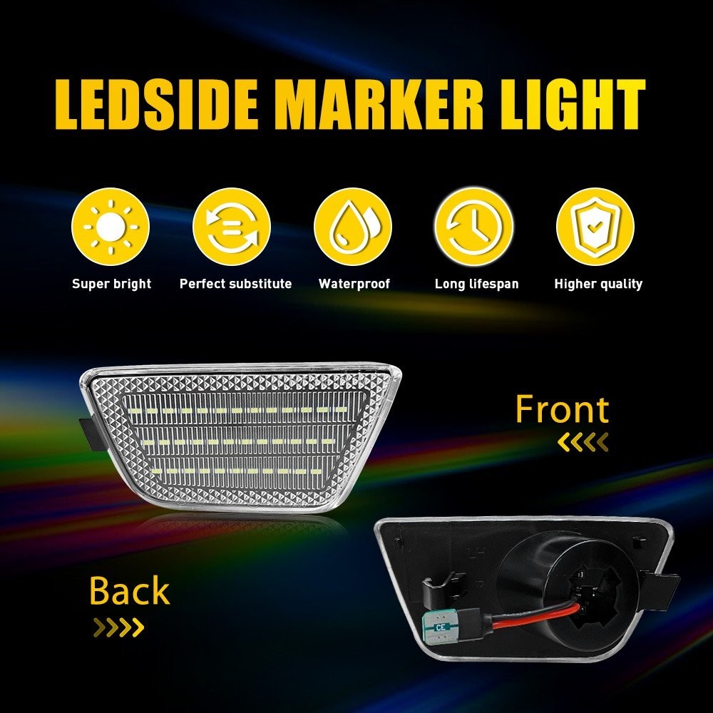 Pair LED 3-Row 2011-2015 Marker Side Light For Chevrolet LH+RH Clear Cruze White