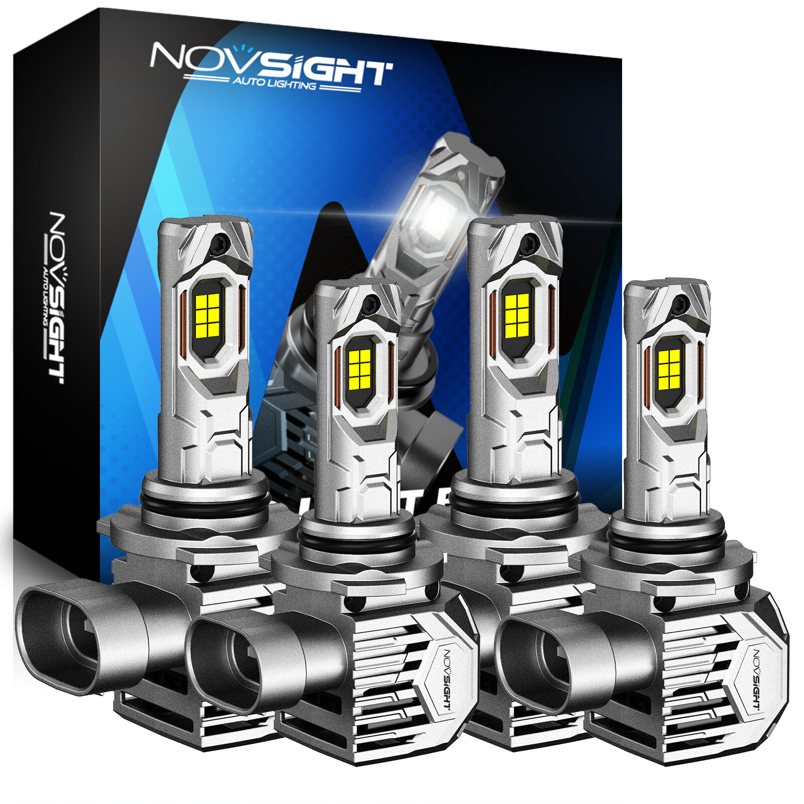 NOVSIGHT 4x 9005 9006 LED Headlight Bright Bulb Kit High Low 6500K White 60000LM