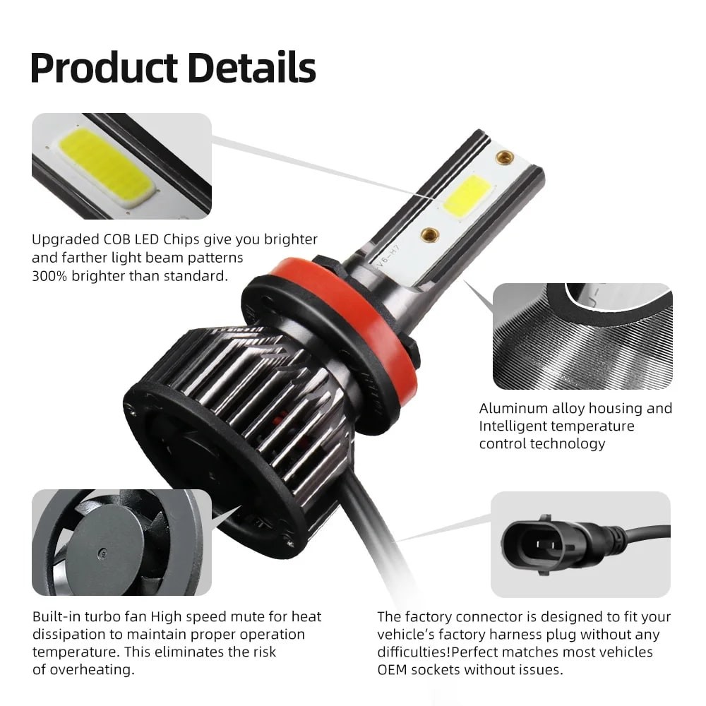 LED Headlight Bulbs H7 H1 H4 H11 HB3 HB4 9005 9006 12V 120W 6000K