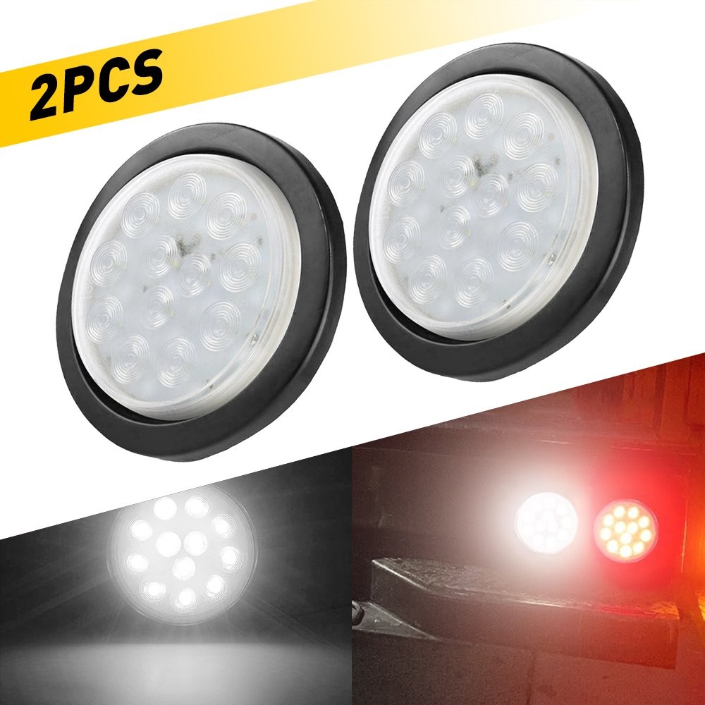 4in 12V Marker Lights LED Truck Trailer Round Side Bullet Light White Lamps 2Pcs
